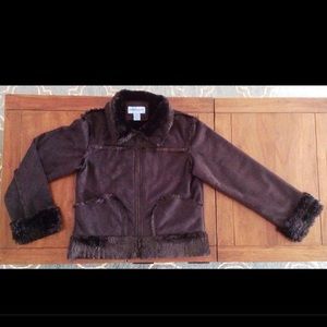 Copper Key Faux Suede & Fur Zip Front Coat